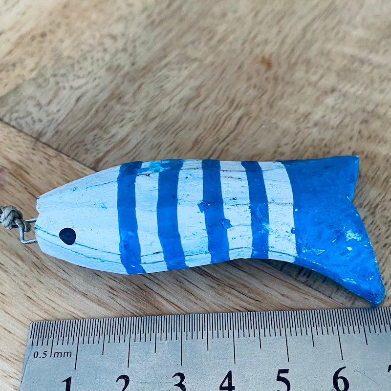 Small Striped Fish (1) - Turquoise - Nautical Wood Craft Decoration