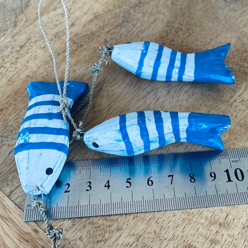 Small Striped Fish (1) - Turquoise - Nautical Wood Craft Decoration