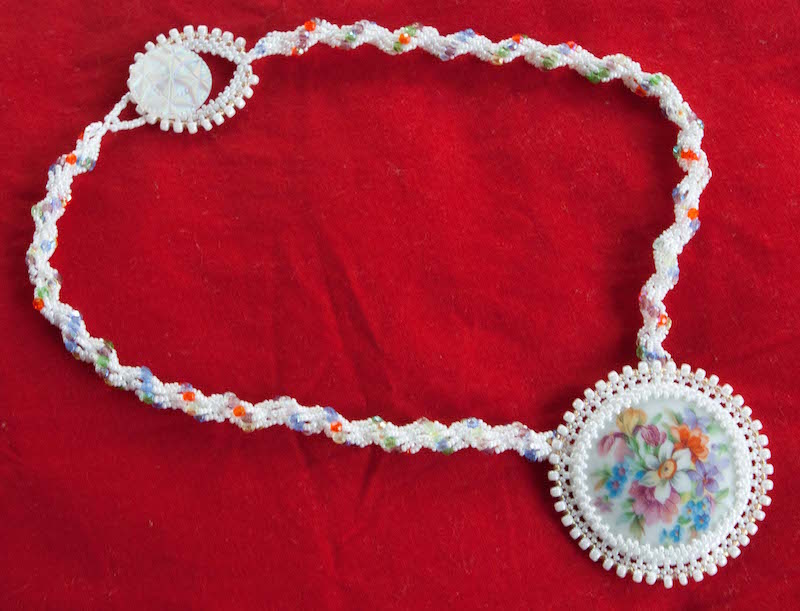 Rose with Daisies - Vintage Limoges Porcelain Disc Cabochons