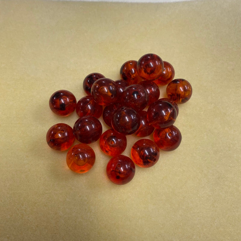 16mm Round Beads (10) - Cherry - Amber Look Vintage Beads