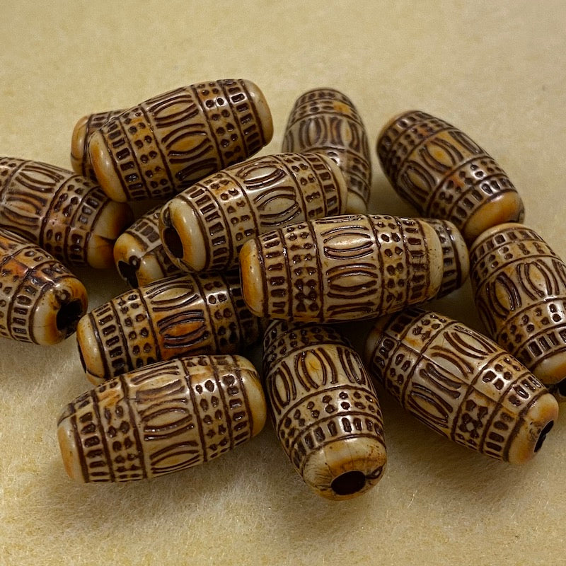 21.5x11mm Barrel (10) - Browns - Persian Style Vintage Beads