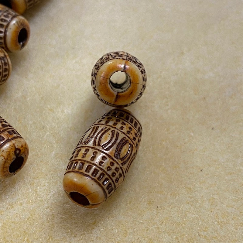 21.5x11mm Barrel (10) - Browns - Persian Style Vintage Beads