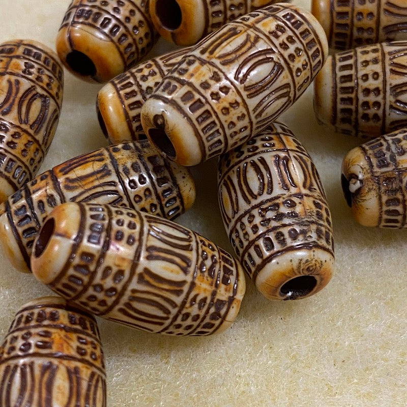 21.5x11mm Barrel (10) - Browns - Persian Style Vintage Beads