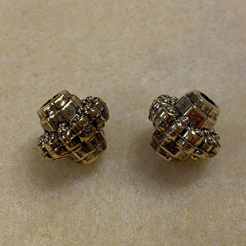 15x16mm Bicone (10) - Antique Gold - Persian Style Vintage Beads