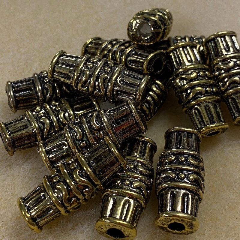 26x11mm Flat Tube (10) - Antique Gold - Persian Style Vintage Beads