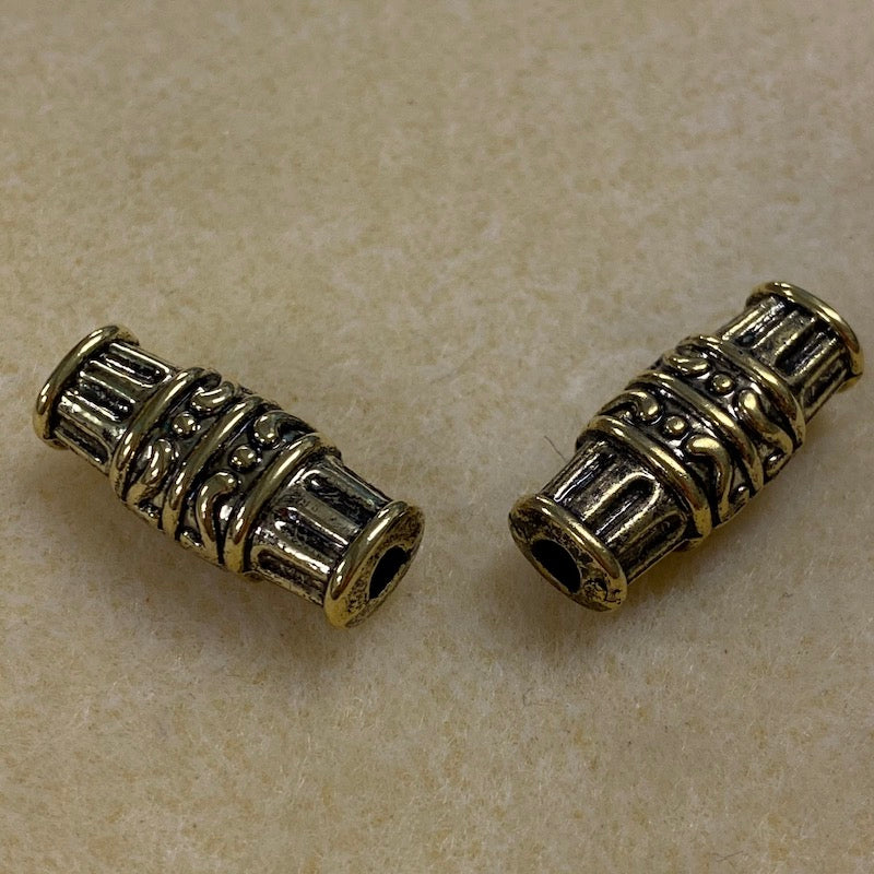 26x11mm Flat Tube (10) - Antique Gold - Persian Style Vintage Beads