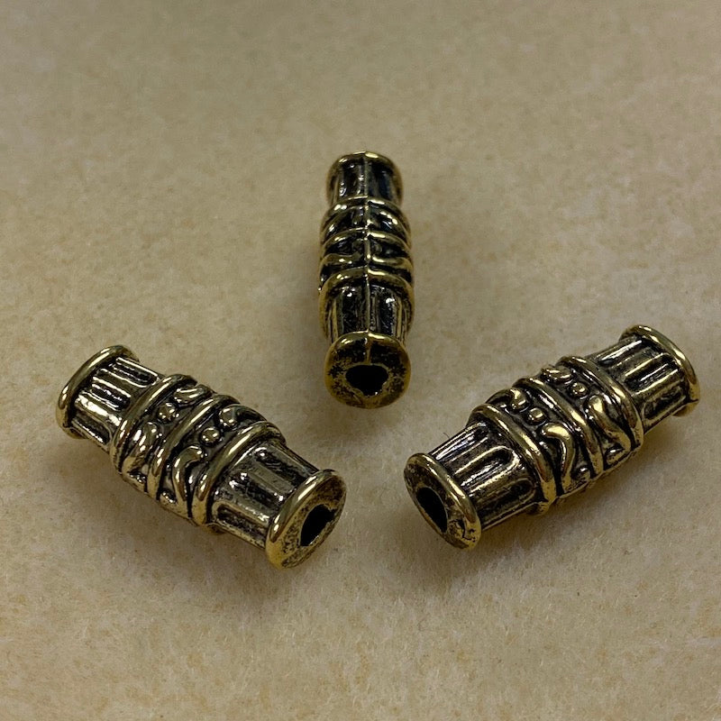 26x11mm Flat Tube (10) - Antique Gold - Persian Style Vintage Beads