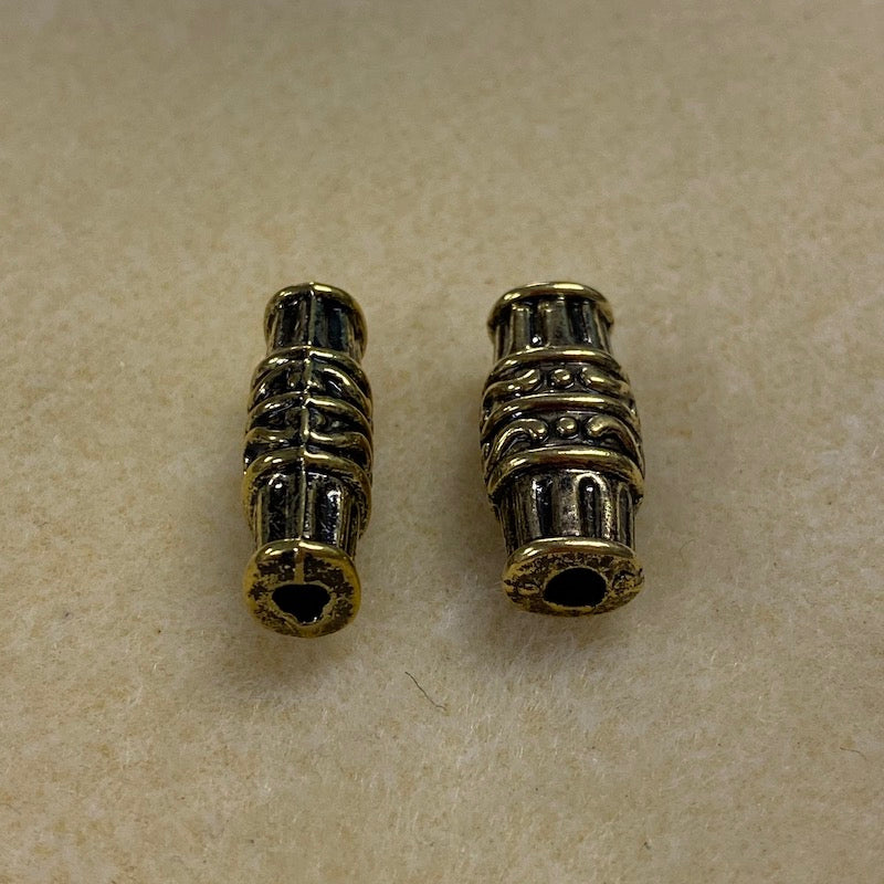 26x11mm Flat Tube (10) - Antique Gold - Persian Style Vintage Beads