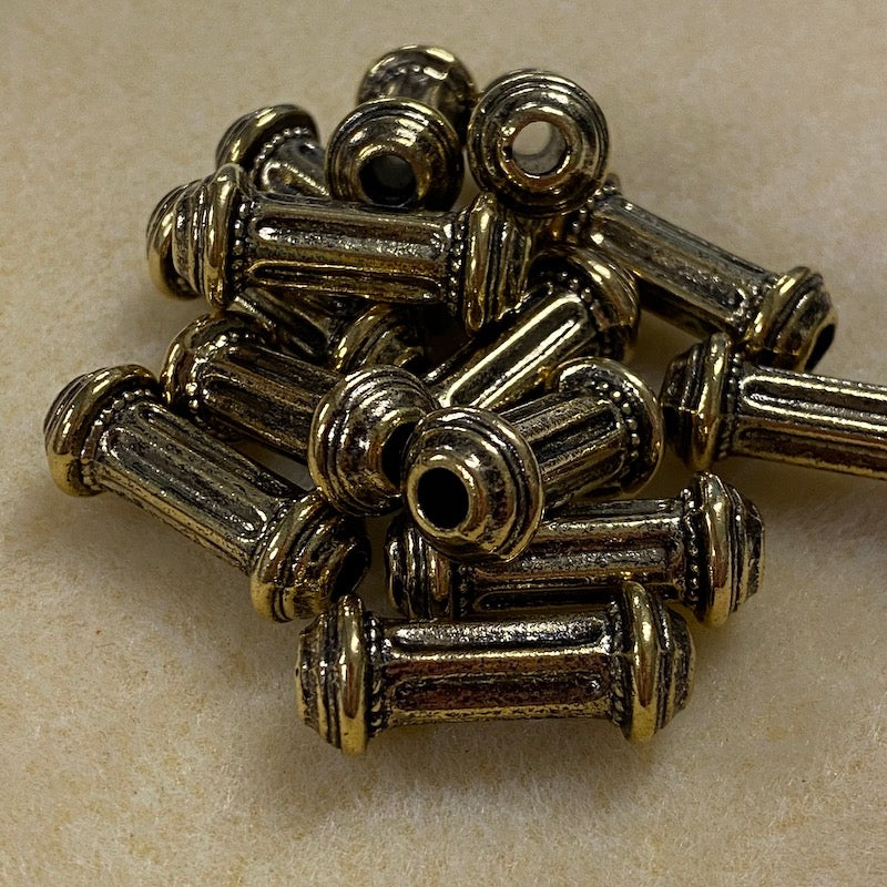 25mm Dog Bone (10) - Antique Gold - Persian Style Vintage Beads