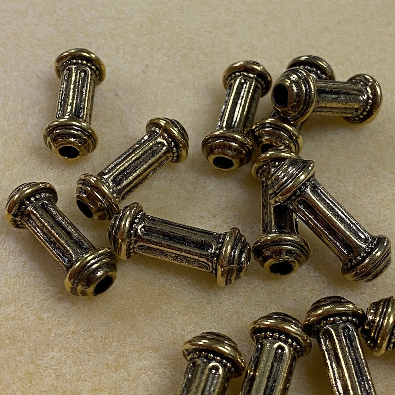 25mm Dog Bone (10) - Antique Gold - Persian Style Vintage Beads