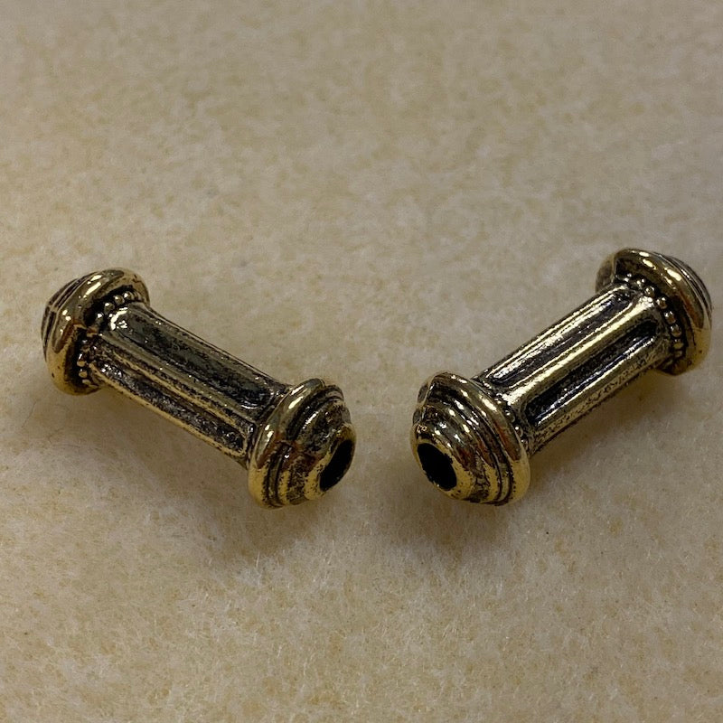 25mm Dog Bone (10) - Antique Gold - Persian Style Vintage Beads