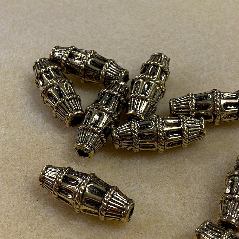 28x11mm Tube (10) - Antique Gold - Persian Style Vintage Beads