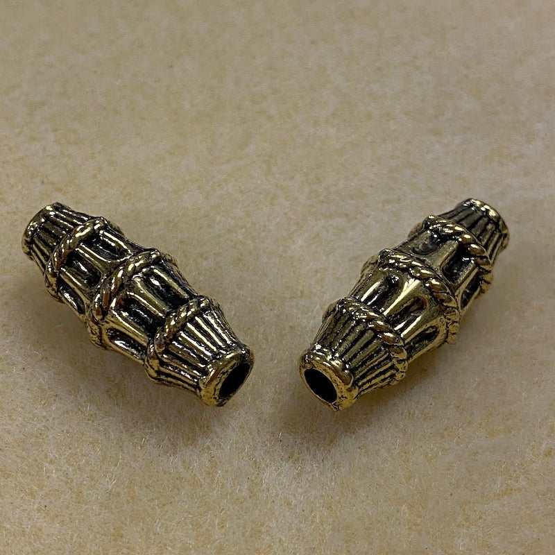 28x11mm Tube (10) - Antique Gold - Persian Style Vintage Beads