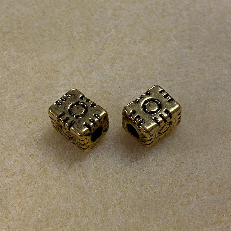 11x8.5mm Block (10) - Antique Gold - Persian Style Vintage Beads