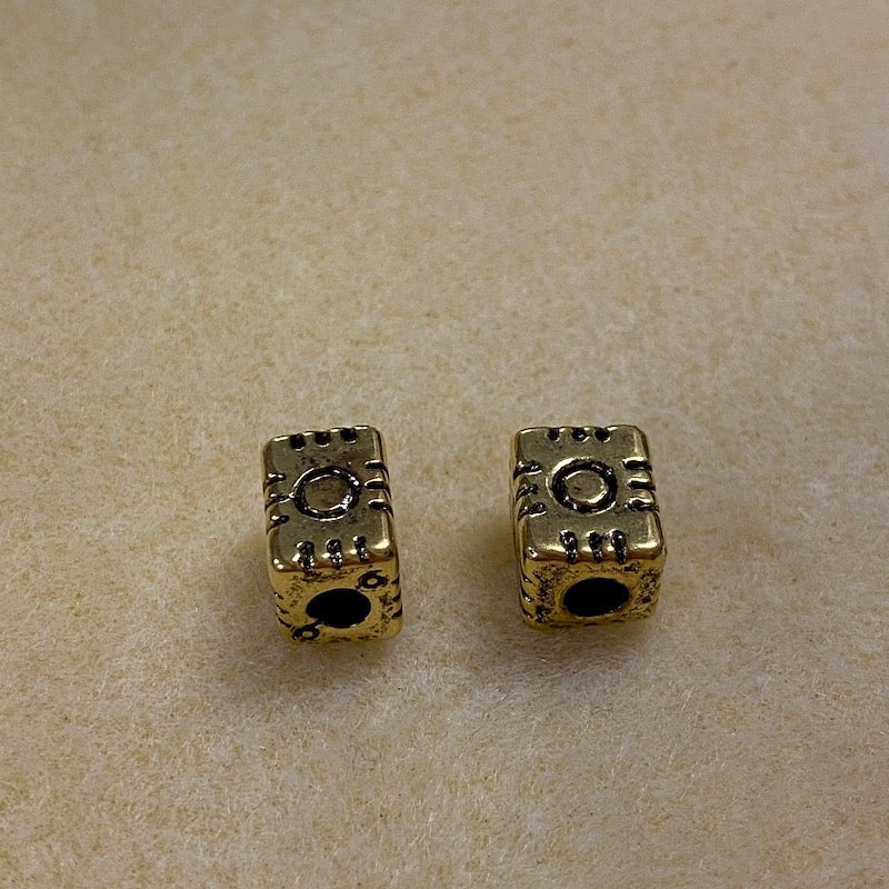 11x8.5mm Block (10) - Antique Gold - Persian Style Vintage Beads