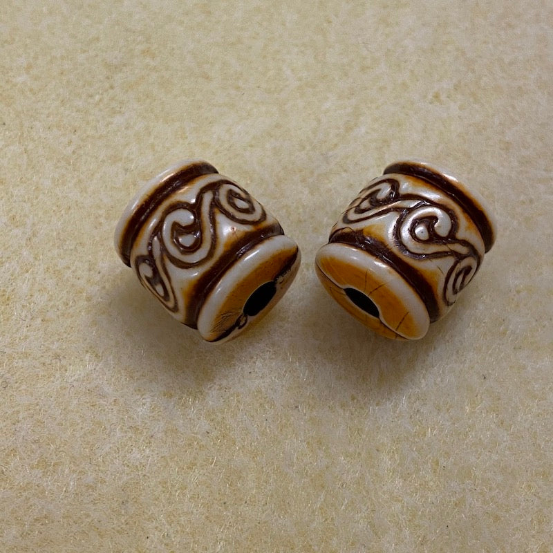 14x13mm Barrel (10) - Browns - Persian Style Vintage Beads