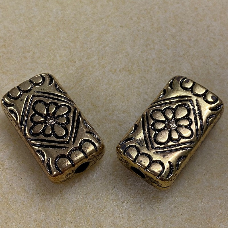 26x15mm Flat Rectangle (10) - Antique Gold - Persian Style Vintage Beads
