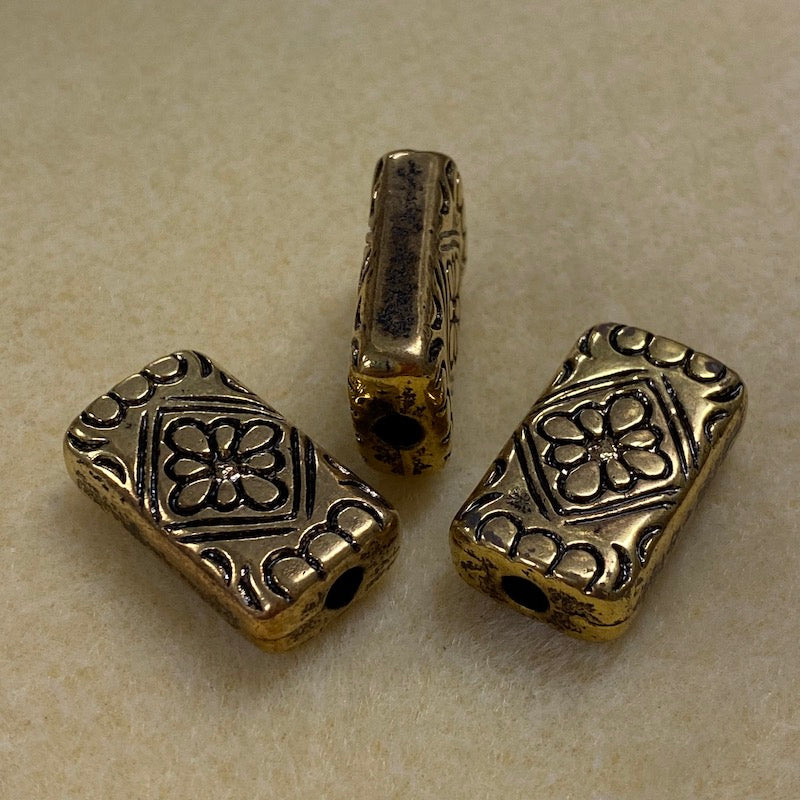 26x15mm Flat Rectangle (10) - Antique Gold - Persian Style Vintage Beads