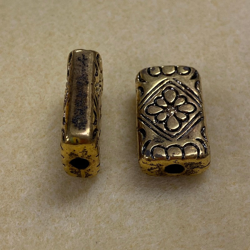 26x15mm Flat Rectangle (10) - Antique Gold - Persian Style Vintage Beads
