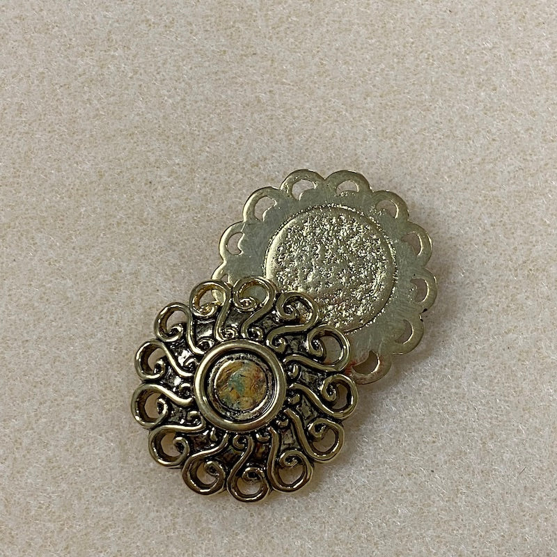 Swirling Round (2) - Antique Gold - Vintage Metalised Pendant Setting