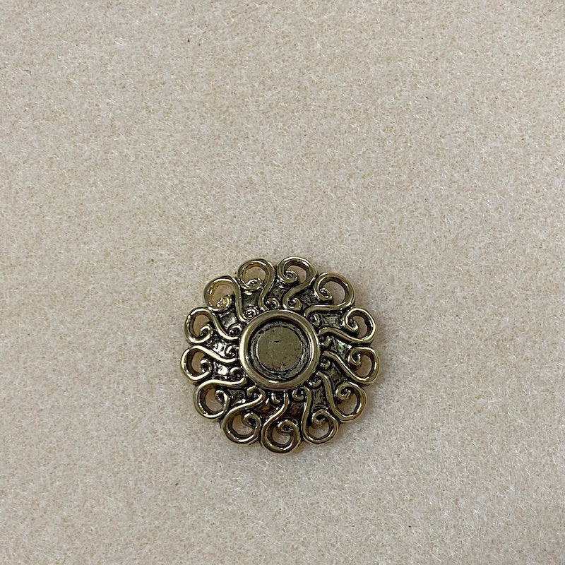 Swirling Round (2) - Antique Gold - Vintage Metalised Pendant Setting