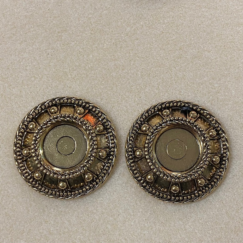 Round Shield (2) - Antique Gold - Vintage Metalised Pendant Setting