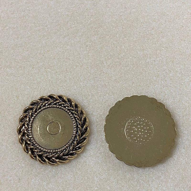 Round (2) - Antique Gold - Vintage Metalised Pendant Setting