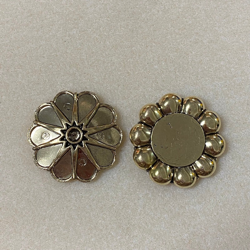 10-Petal Flower (2) - Antique Gold - Vintage Metalised Pendant Setting