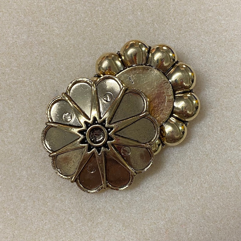 10-Petal Flower (2) - Antique Gold - Vintage Metalised Pendant Setting