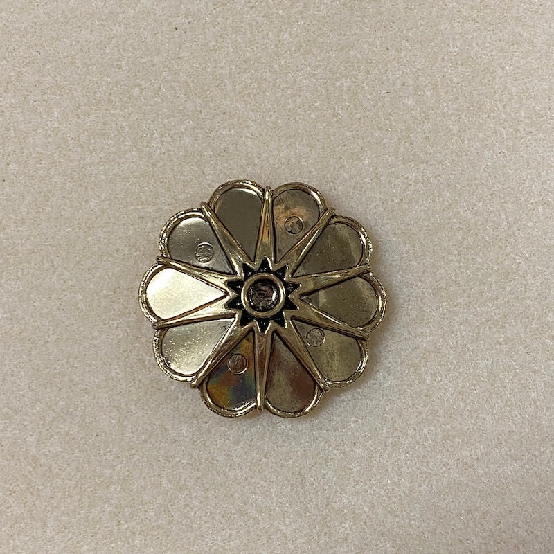 10-Petal Flower (2) - Antique Gold - Vintage Metalised Pendant Setting