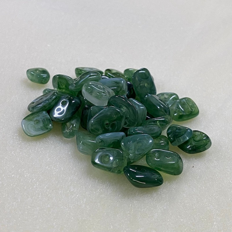 12mm Chip (50) - Jade - Gemstone Look Vintage Lucite Beads