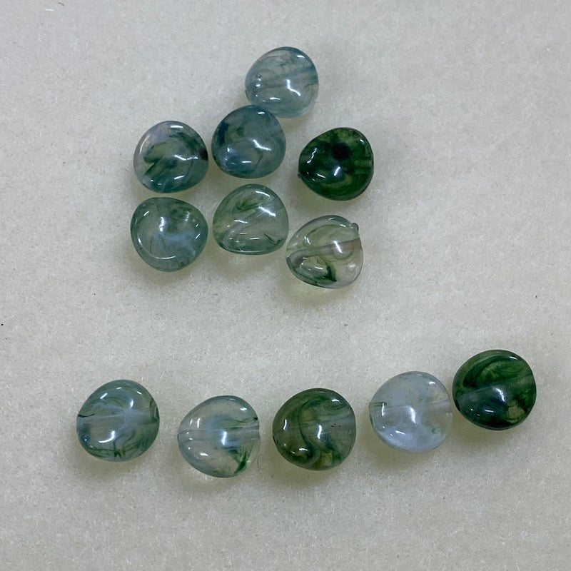 10mm Twisted Coin (50) - Jade - Gemstone Look Vintage Lucite Beads