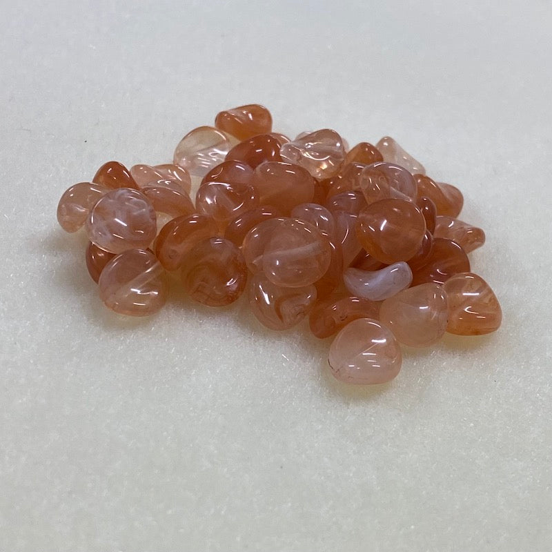 10mm Twisted Coin (50) - Carnelian - Gemstone Look Vintage Lucite Beads