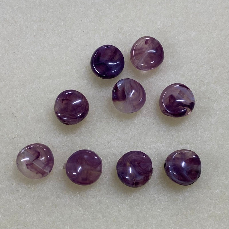 10mm Twisted Coin (50) - Amethyst - Gemstone Look Vintage Lucite Beads