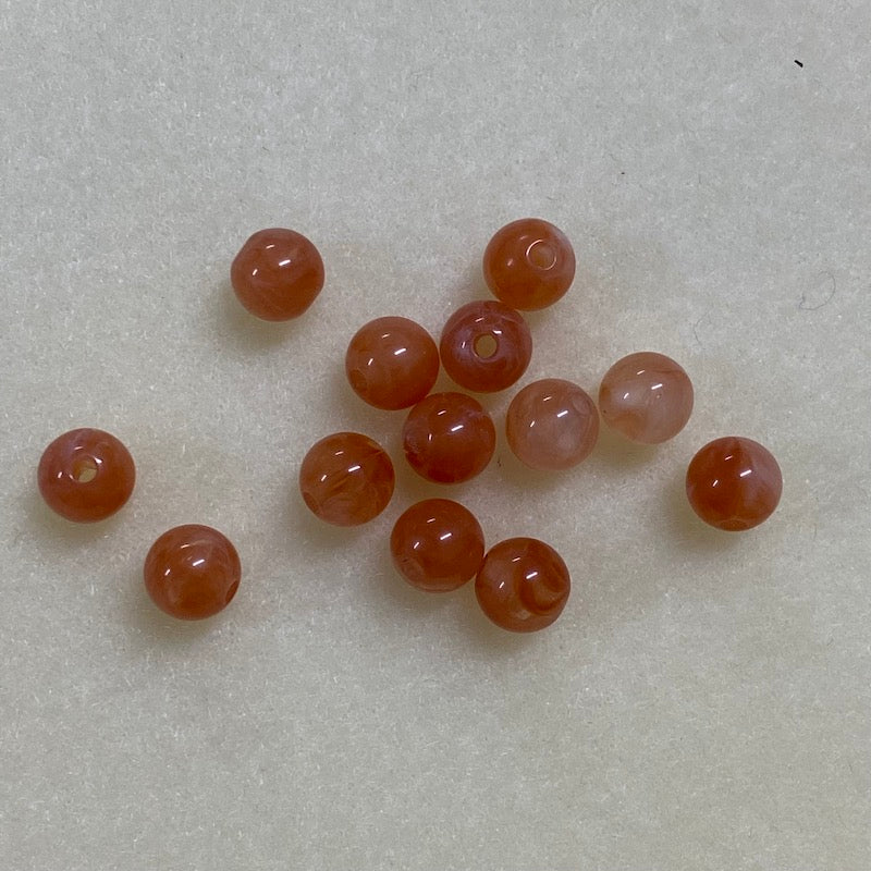 8mm Round (50) - Carnelian - Gemstone Look Vintage Lucite Beads