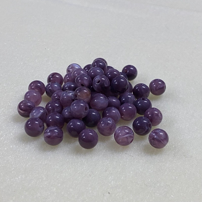 8mm Round Gemstone Look Beads (50) - Amethyst - Bead Shack