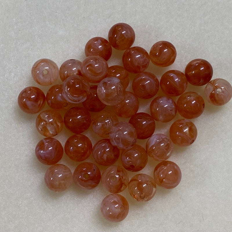 10mm Round (25) - Carnelian - Gemstone Look Vintage Lucite Beads