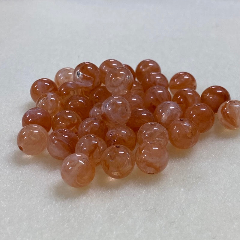 10mm Round (25) - Carnelian - Gemstone Look Vintage Lucite Beads