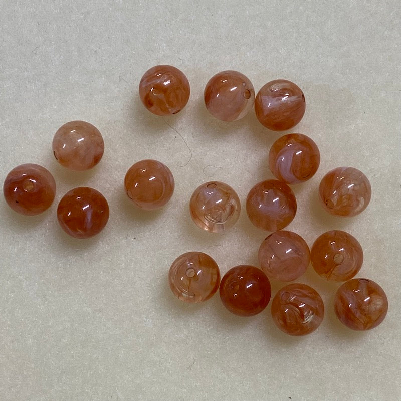 10mm Round (25) - Carnelian - Gemstone Look Vintage Lucite Beads