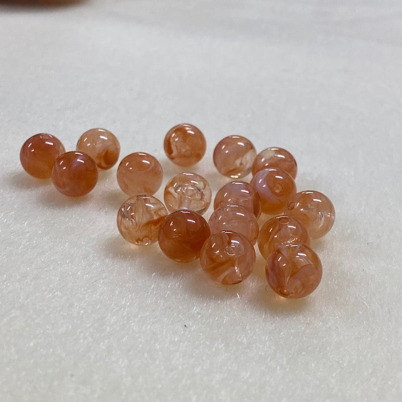 10mm Round (25) - Carnelian - Gemstone Look Vintage Lucite Beads