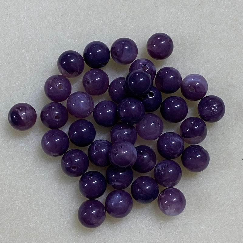 10mm Round Gemstone Look Beads (25) - Amethyst - Bead Shack