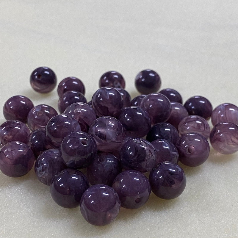 12mm Round (25) - Amethyst - Gemstone Look Vintage Lucite Beads