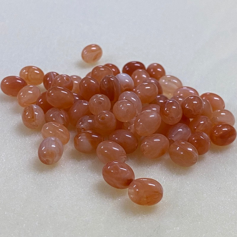 10mm Oval (50) - Carnelian - Gemstone Look Vintage Lucite Beads