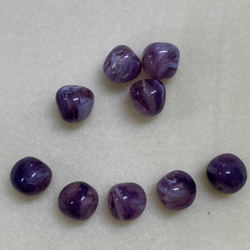 15mm Nut Gemstone Look Beads (10) - Amethyst - Bead Shack