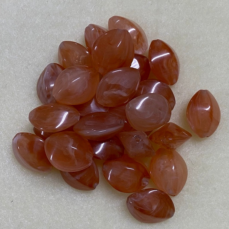 15mm Ellipse (25) - Carnelian - Gemstone Look Vintage Lucite Beads