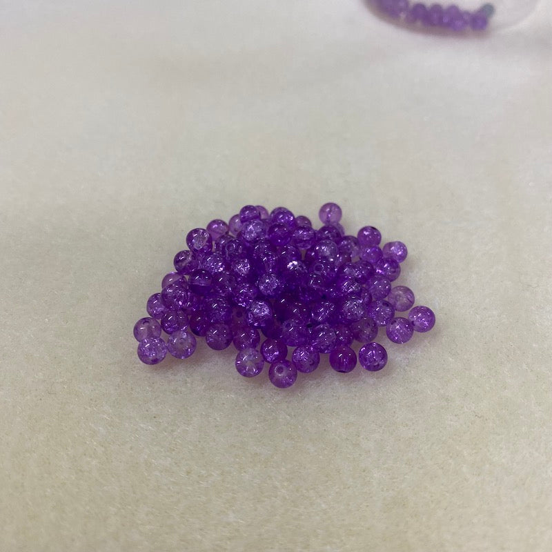 4mm Round Czech Glass Beads (50) - Purple Crackle - Bead Shack