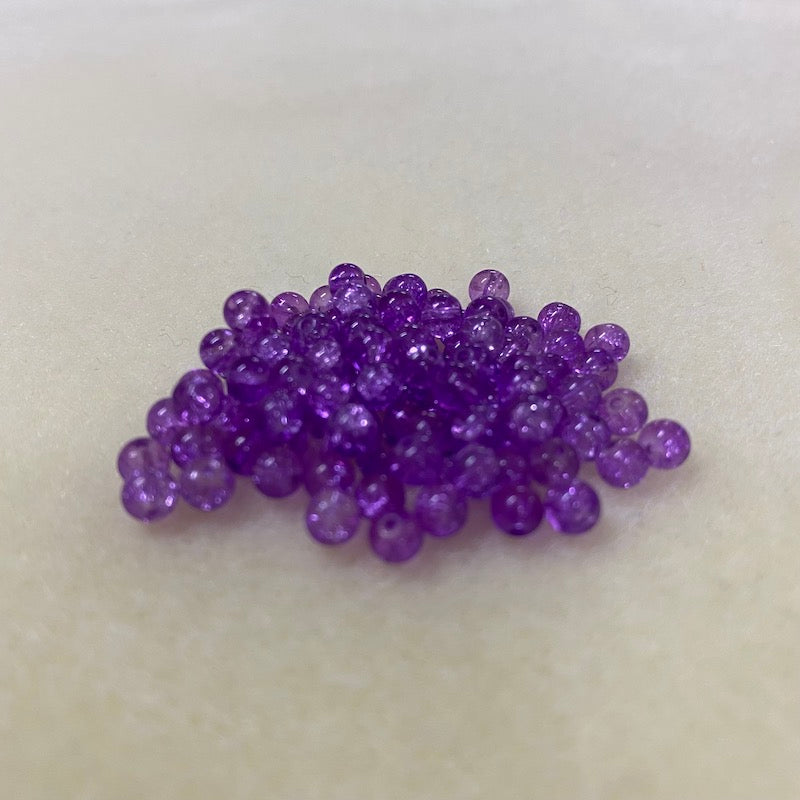 4mm Round Czech Glass Beads (50) - Purple Crackle - Bead Shack