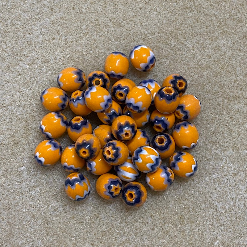 9x8mm CHEVRON Beads - Orange & Blue (25)