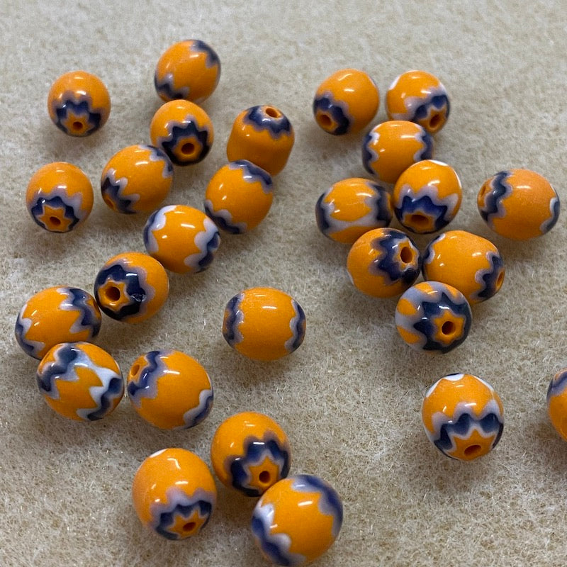 9x8mm CHEVRON Beads - Orange & Blue (25)