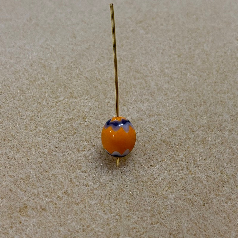 9x8mm CHEVRON Beads - Orange & Blue (25)